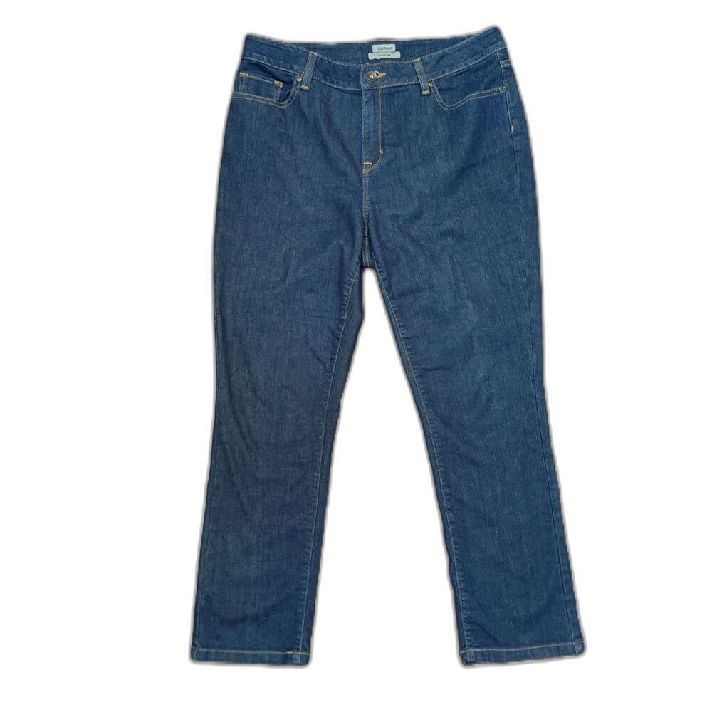L.L. BEAN Classic Fit Straight Leg Petite 12 Women's High Rise Stretch Jeans